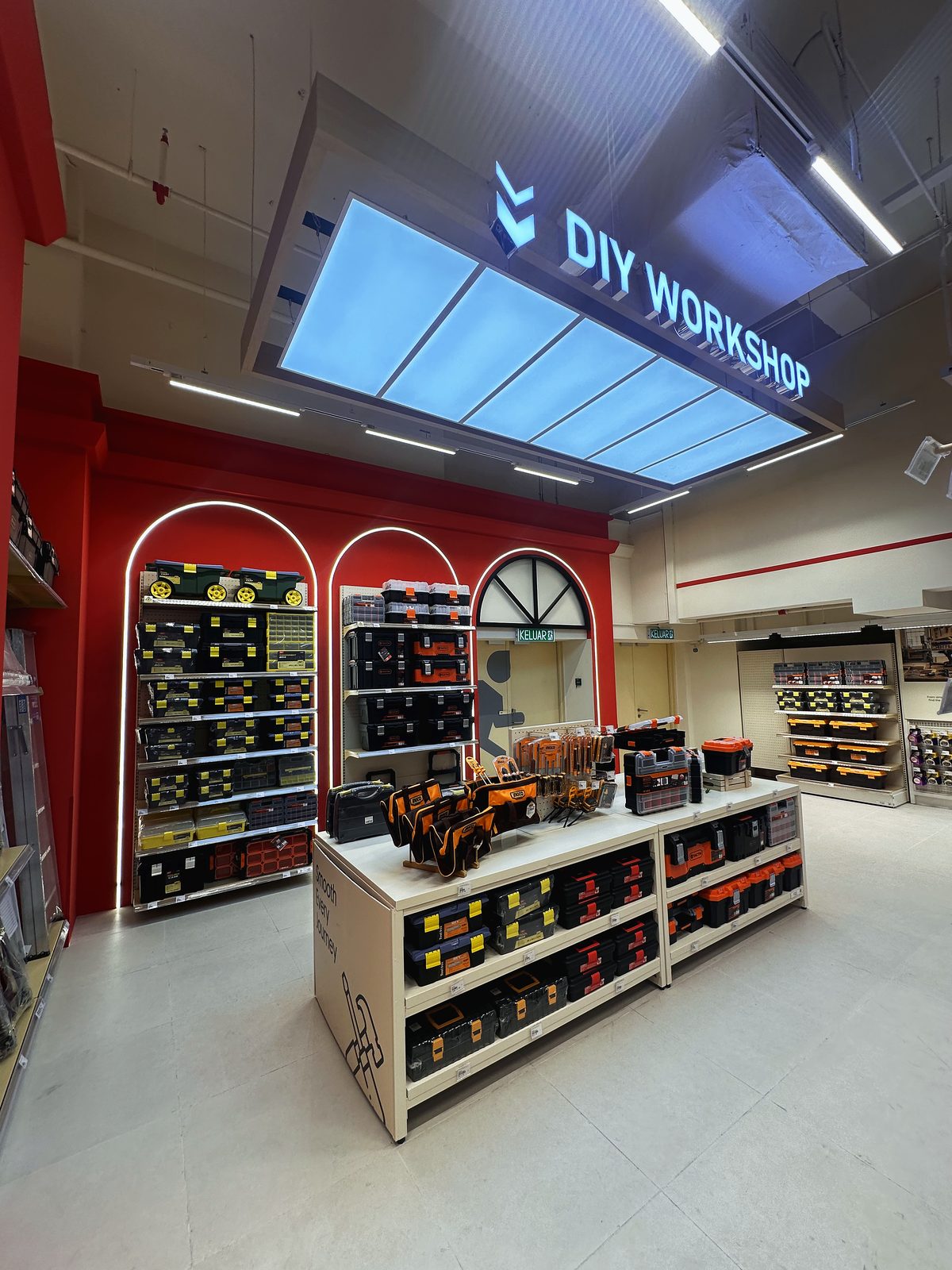 DIY Workshop signage at the back of the store